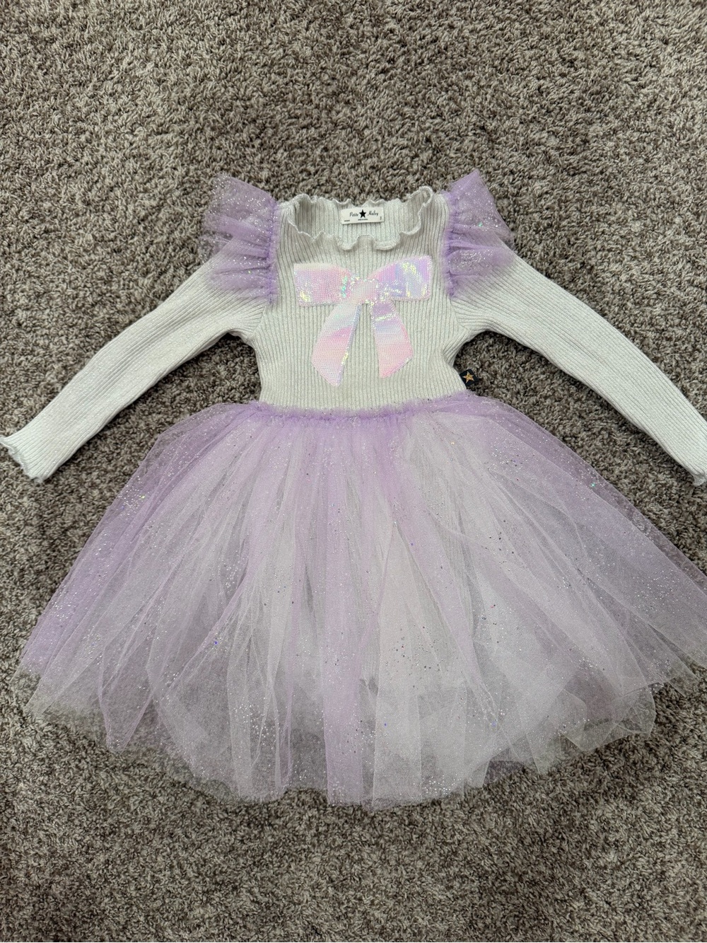 Sparkle Bow Lavender & Cream Tulle Dance Dress for Kids